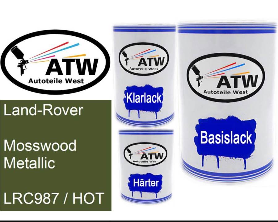 Land-Rover, Mosswood Metallic, LRC987 / HOT: 500ml Lackdose + 500ml Klarlack + 250ml Härter - Set, von ATW Autoteile West.